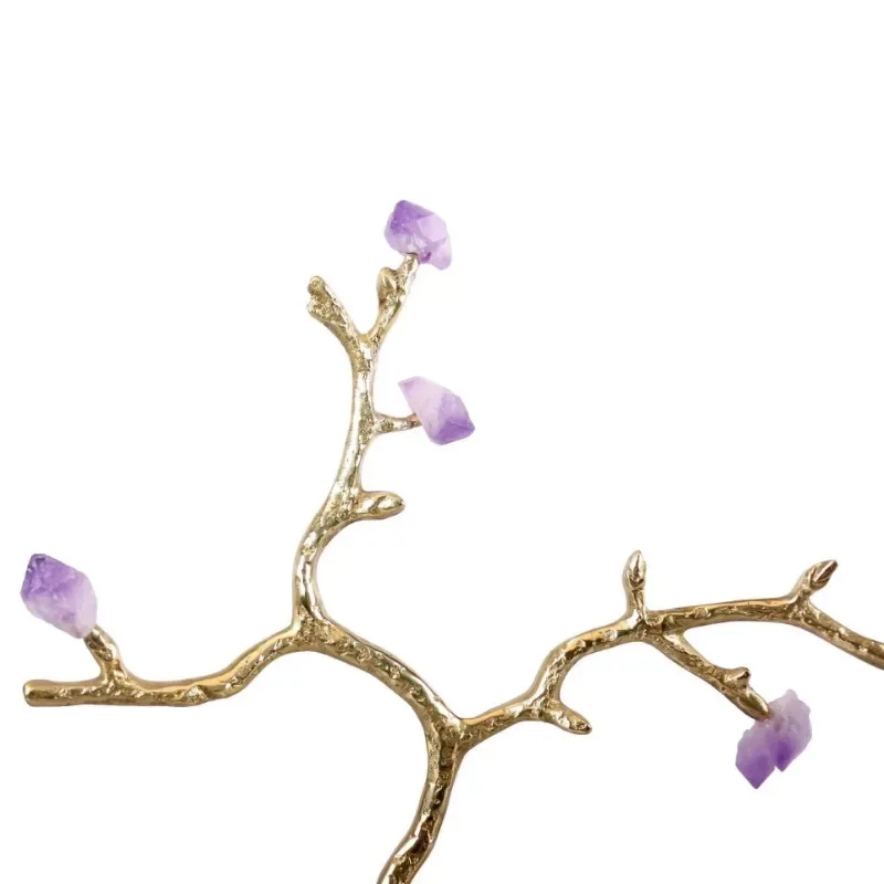 Albero in pietra di cristallo di lusso leggero, pietra di agata con base in marmo, ornamento, regalo per mobile TV.