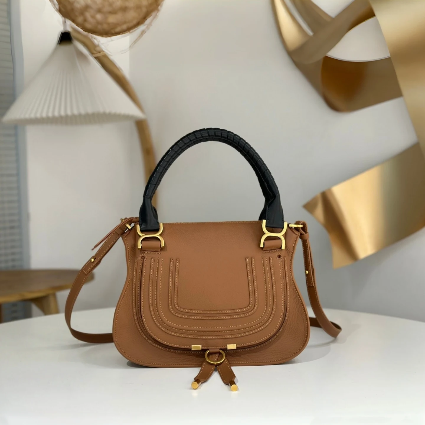 Classic Genuine Leather Saddle Bag Vintage Cowhide Shoulder Crossbody Bag Large Capacity Casual Handbag High Quality