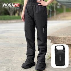 WOSAWE Men Women Impermeable Rain Pants Male Outdoor Waterproof Trousers Motorcycle Riding Hiking Trip Black Rain Gear Pants