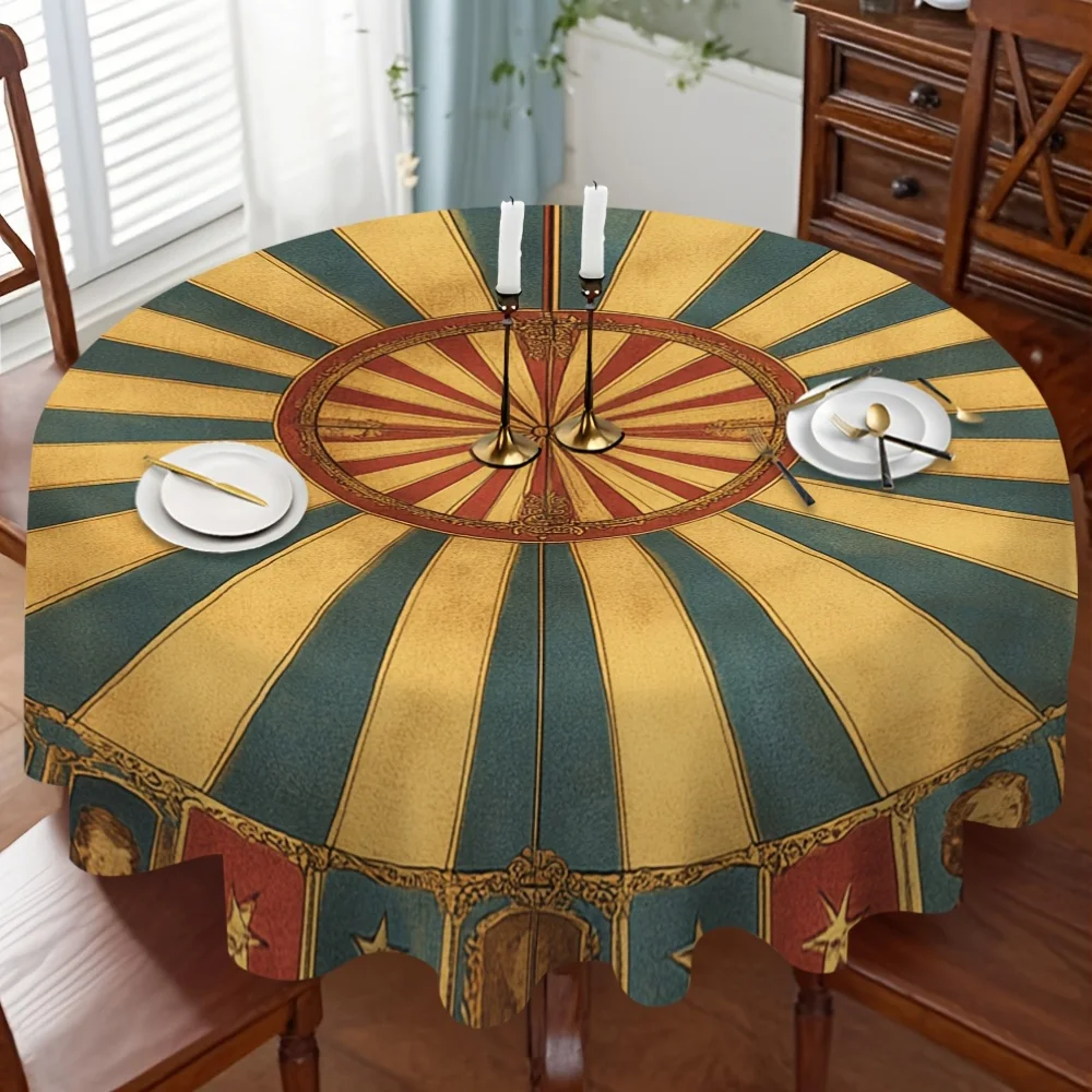 1 tablecloth with Circus Starburst spiral design, perfect for creating a warm dining atmosphere
