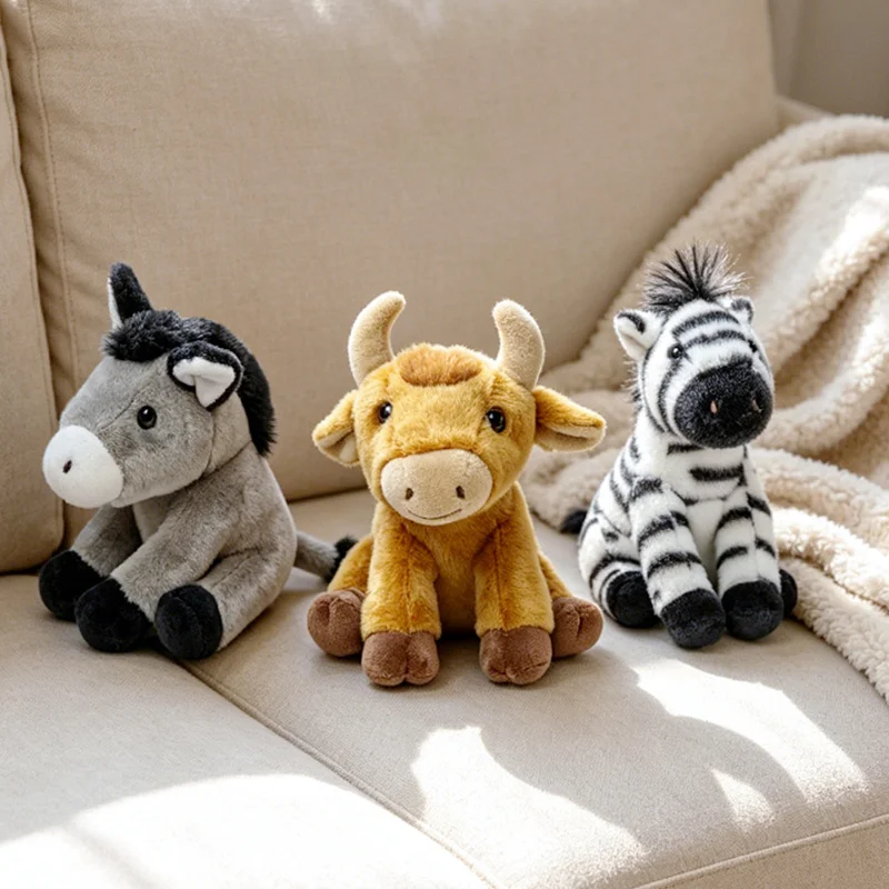 Frog Zebra Fox Scalper Giraffe Raccoon Tiger Donkey Doll 24 Styles 15cm Lifelike Sitting Animal Plush Toy Boy Girl Birthday Gift