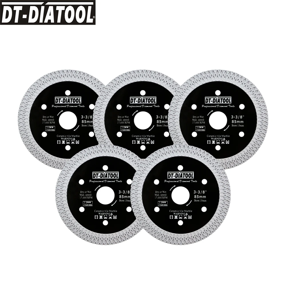 DT-Diatool 5pcs/10pcs 85mmMini Saw Diamond Cutting Disc For Cutting Ceramic Tile Porcelain Tile Marble Granite Cutting Disc