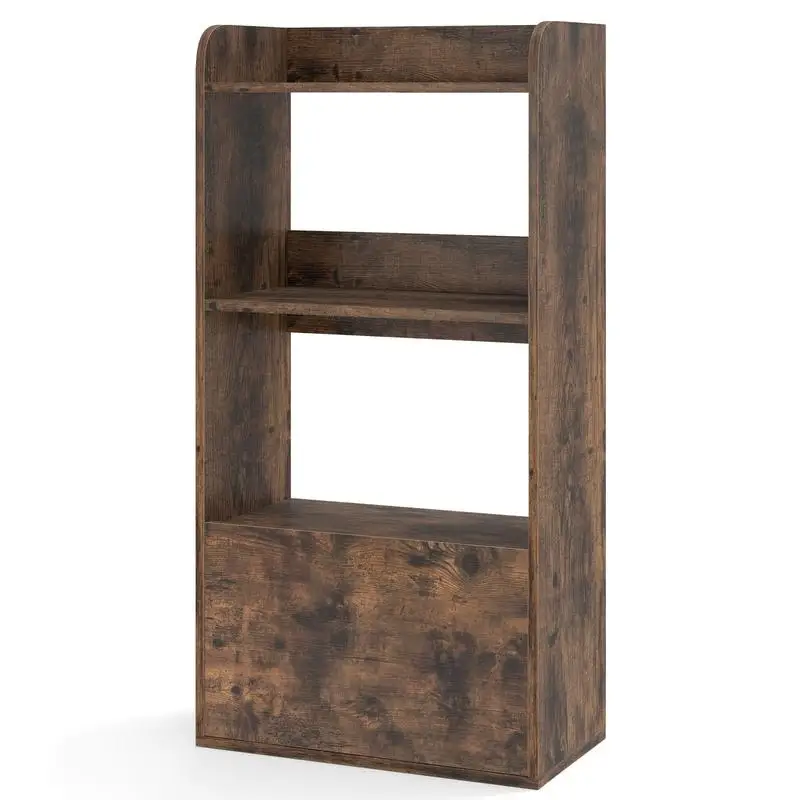 

Freestanding Bookshelf with 3-Tier Open Shelf-Rustic Brown