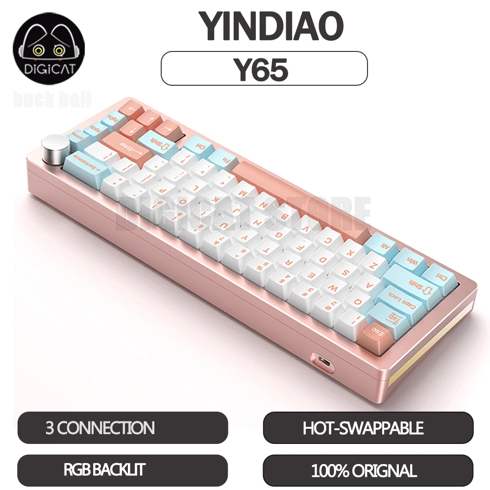 

YINDIAO Y65 Mechanical Keyboards Kit Wired Esports Keyboards Shell 66keys Gasket Hot-Swap Rgb Custom Gaming Keyboard Kits Gifts