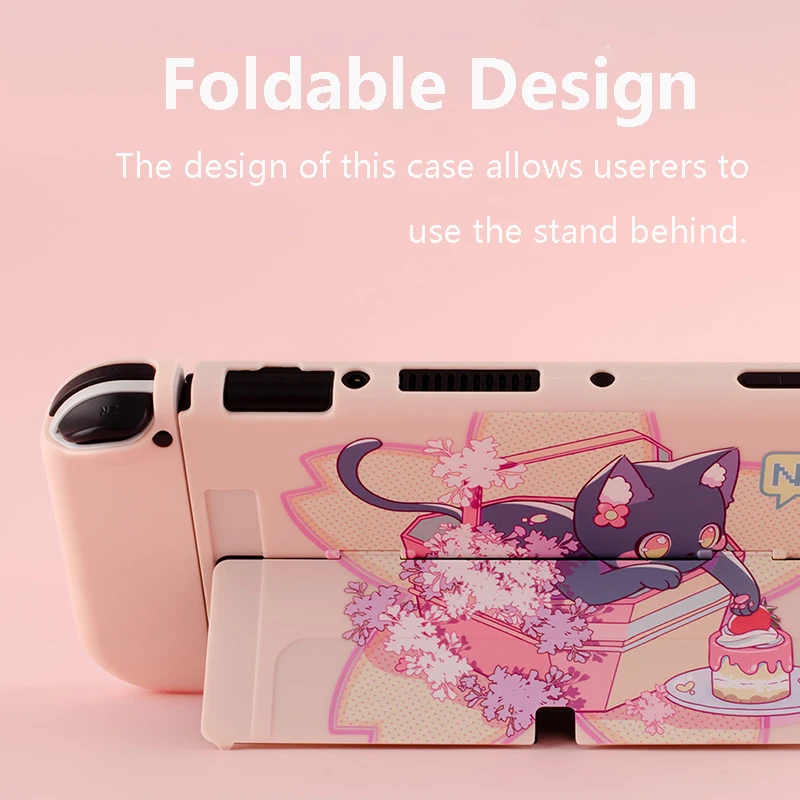 Cute Neko Cat Nintendo Switch OLED Case Nintend Switch Hard Shell Protective Housing Thin Cover Skin NS Switch Game Accessories