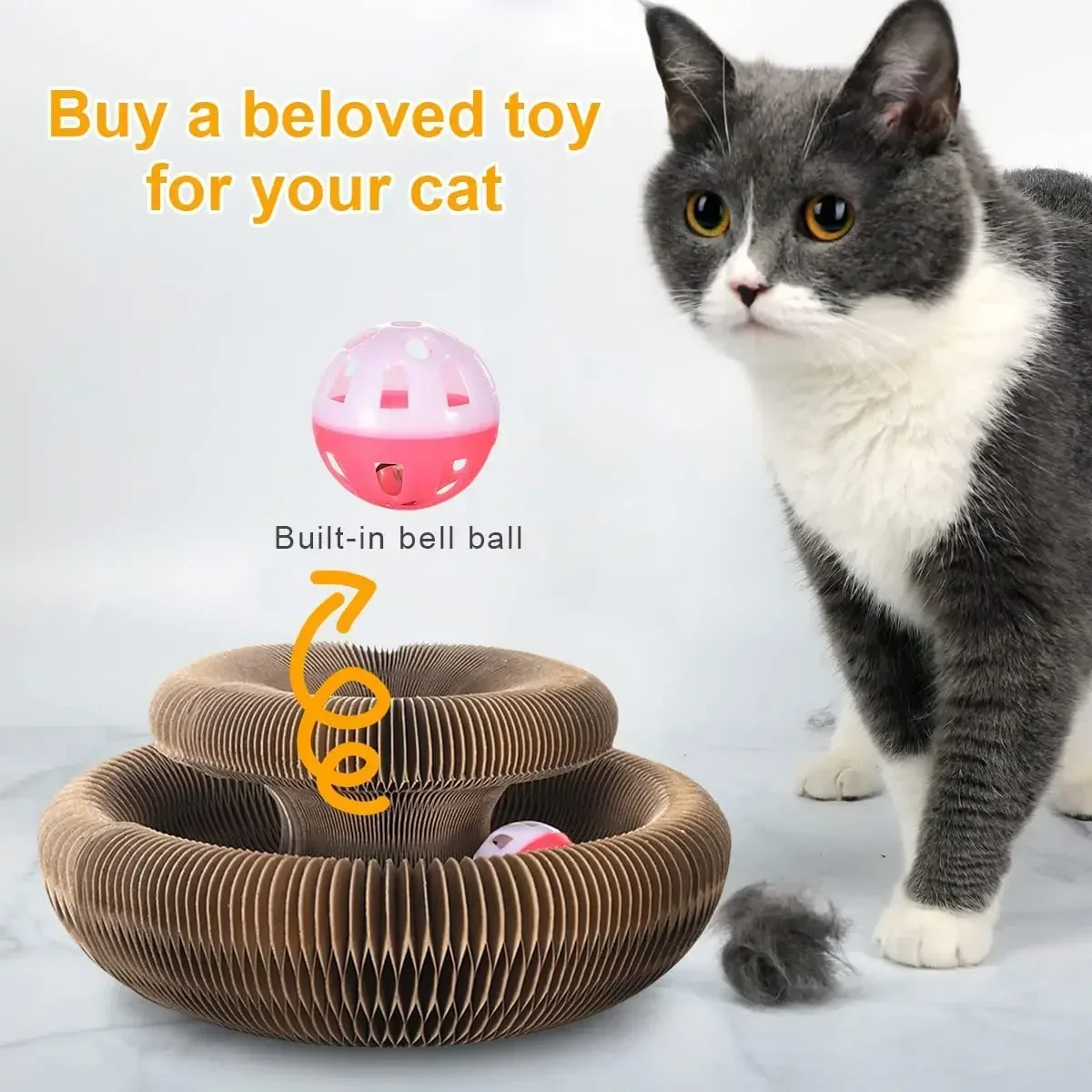 

Magic Cat Scratch Organ Board Cat Toy with Ball Cat Grinding Claw Climbing Frame Kitten Round Corrugated Scratching Toy