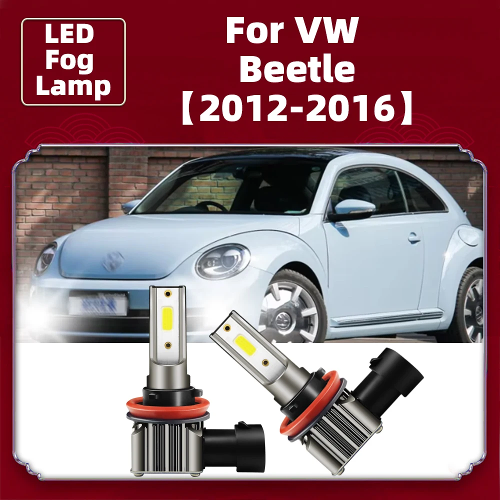 2x Car LED Fog Light Lamps 15000LM For VW Beetle 2012 2013 2014 2015 2016 Auto Front Bulb 6000K High Bright White Foglight 12V