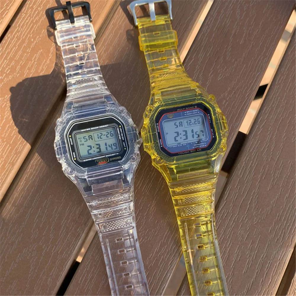 TPU Resin Watch Strap Case for Casio G-Shock DW-5600 5000 GW-M5610 5600 GLX-5600 Transparent Band Bracelet Accessories Refit Kit