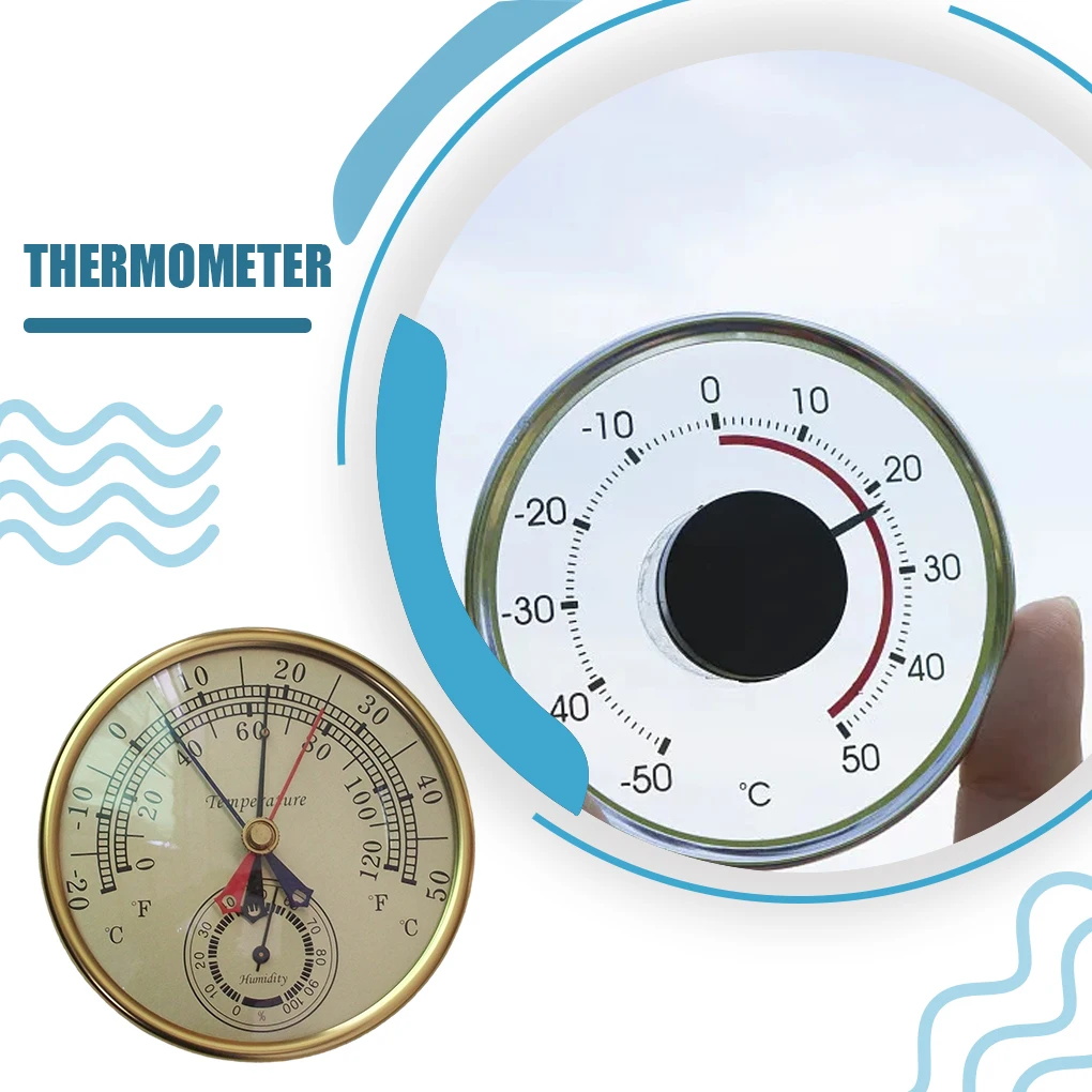 2-in-1 Mini Round Pointer Temperature Meter Hygrometer Analog Thermometer Monitor Humidity Gauge for Indoor Offices