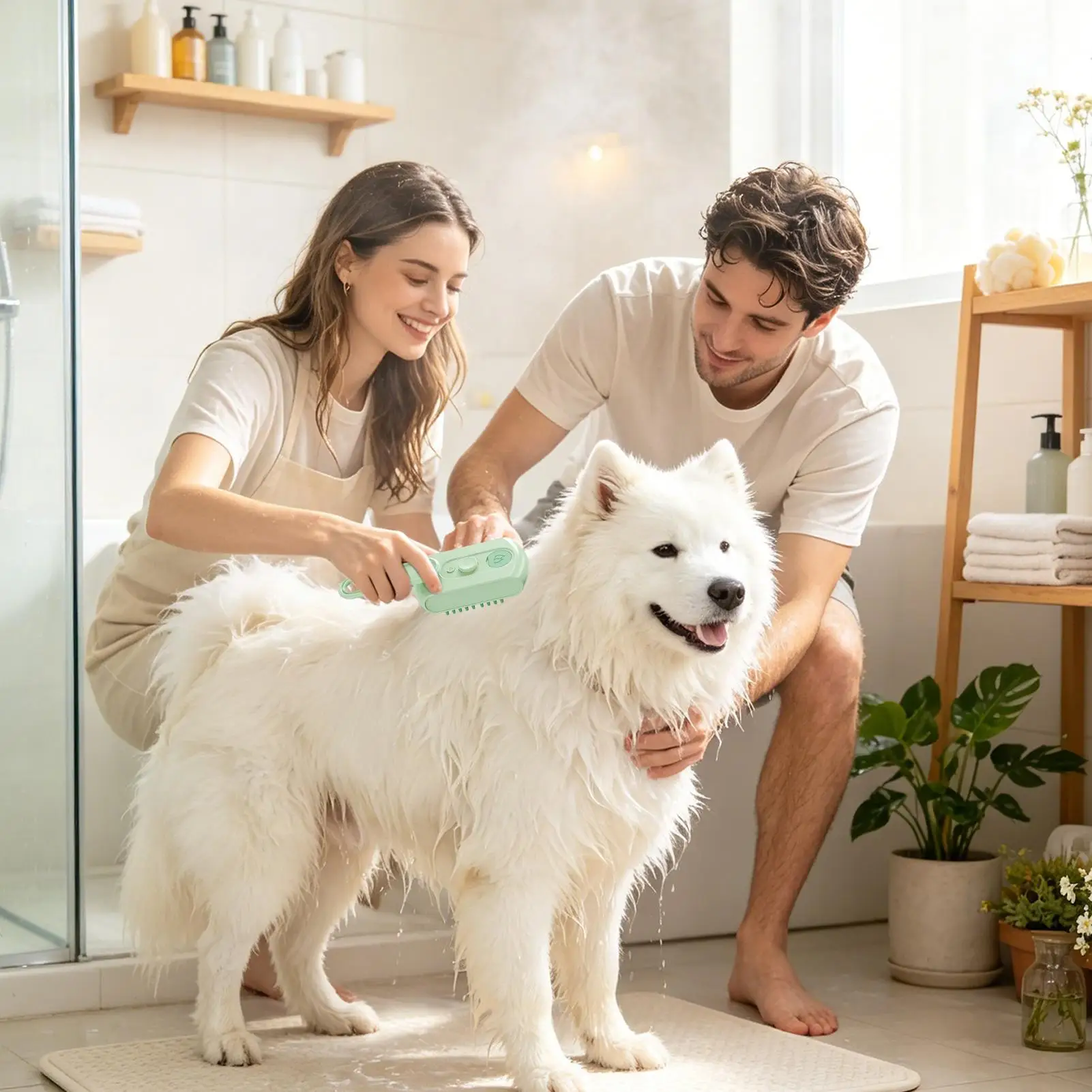Pet Spray Comb Dog Grooming Shedding Massaging Hair Removal Brush Pet Steamer Comb For Puppies Kittens Daily Routine Shower