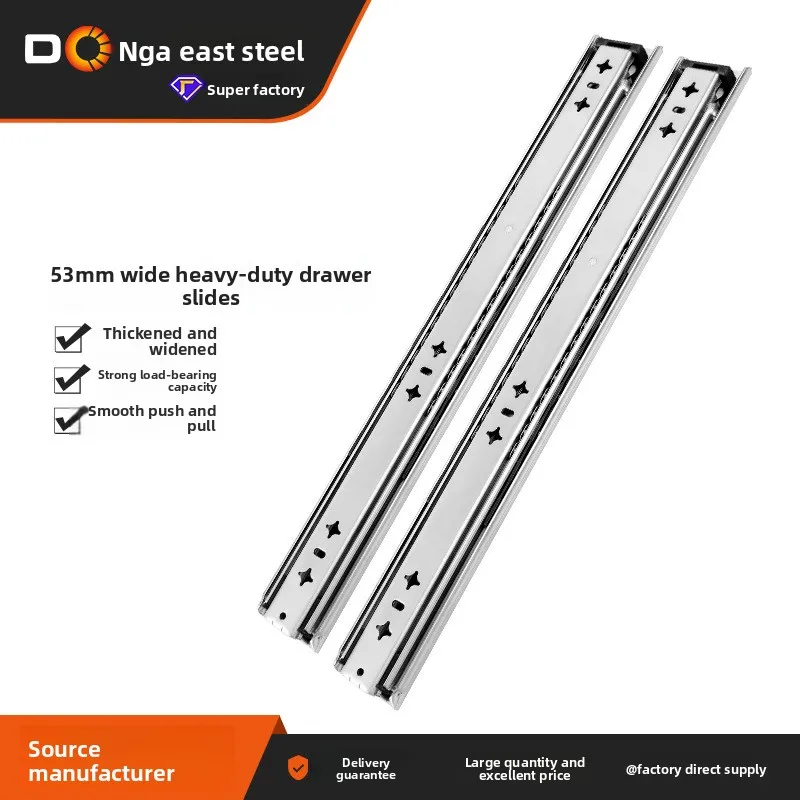 Mm Heavy Duty Three Section Steel Drawer Slides Buffered Closing Options Industrial Cabinet Long Storage Drawers