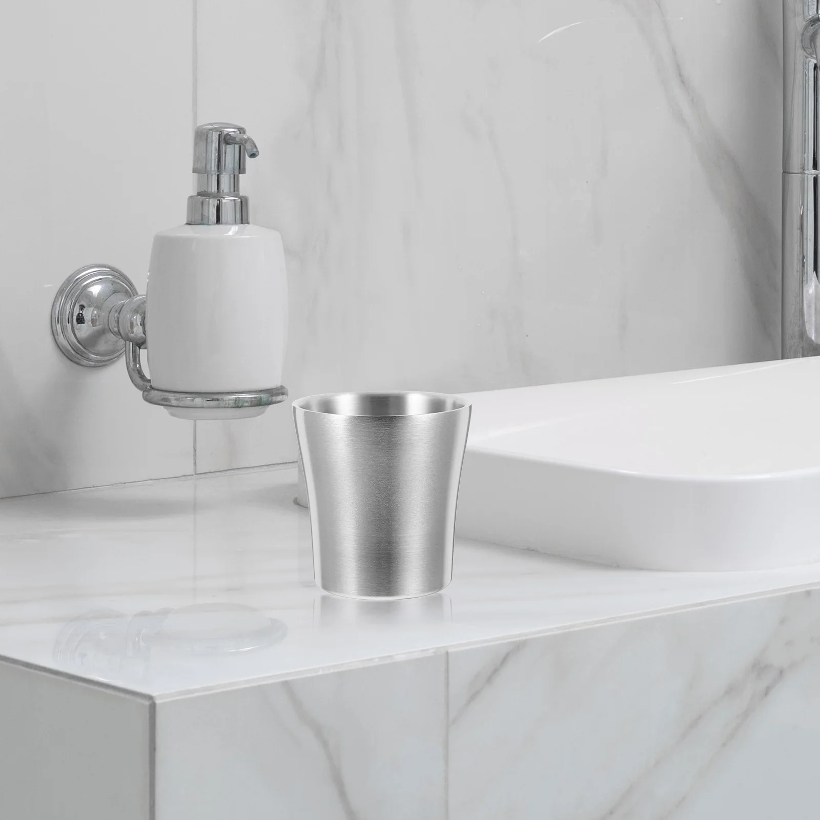 

180 Ml Stainless Steel Water Single Layer Waist Shaped Travel Mug For Bathroom Toothbrush Holder Mouth Rinse Cup Metal Drinking