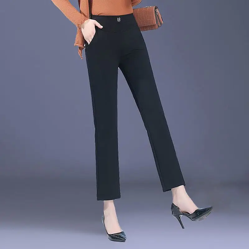 パンツ レディース 新しい冬アウター 厚みのあるベルベット ハイウエスト スリム ブラック ストレートパンツ カジュアルパンツ 春秋