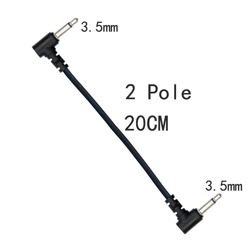 20cm curto 2 polo 3.5mm mono macho à tomada masculina duplo angular aux cabo de áudio
