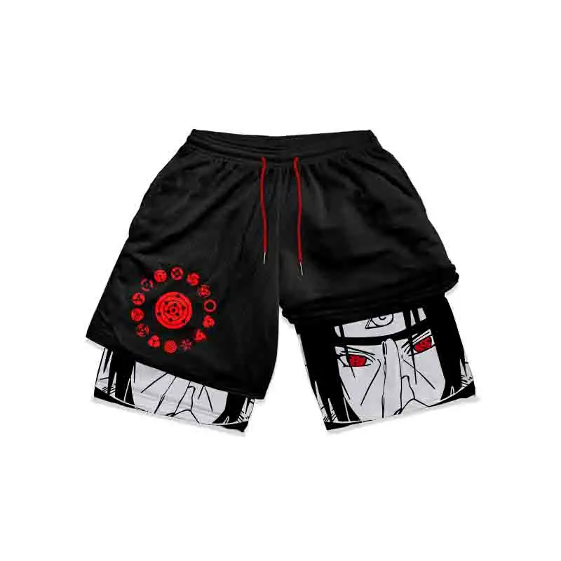 Naruto Anime Shorts Men Gym Short Pants Itachi Pain Manga Print Summer Workout Fitness Running Performance Sports Shorts Gifts