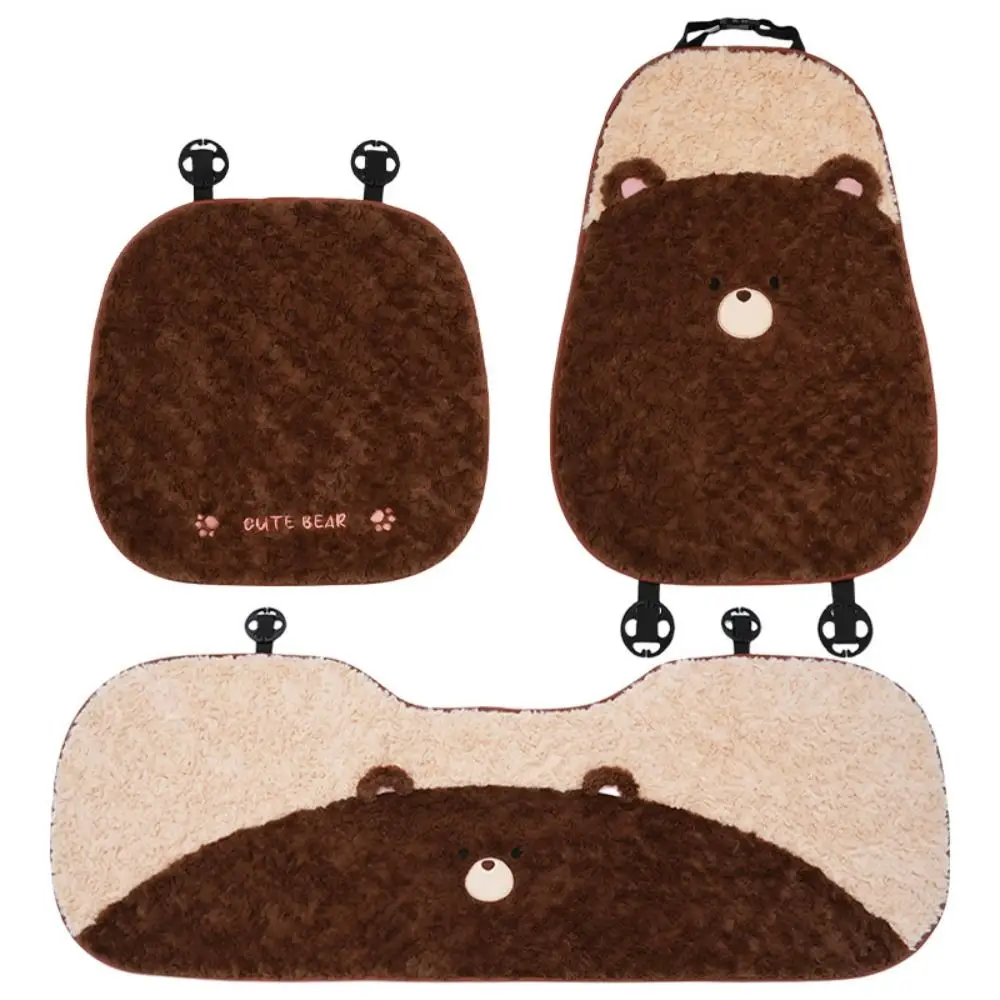 Soft Warm Bear Car Cushion Furry Universal Car Seat Cushion Non Slip Plush Car Pillow Automobile