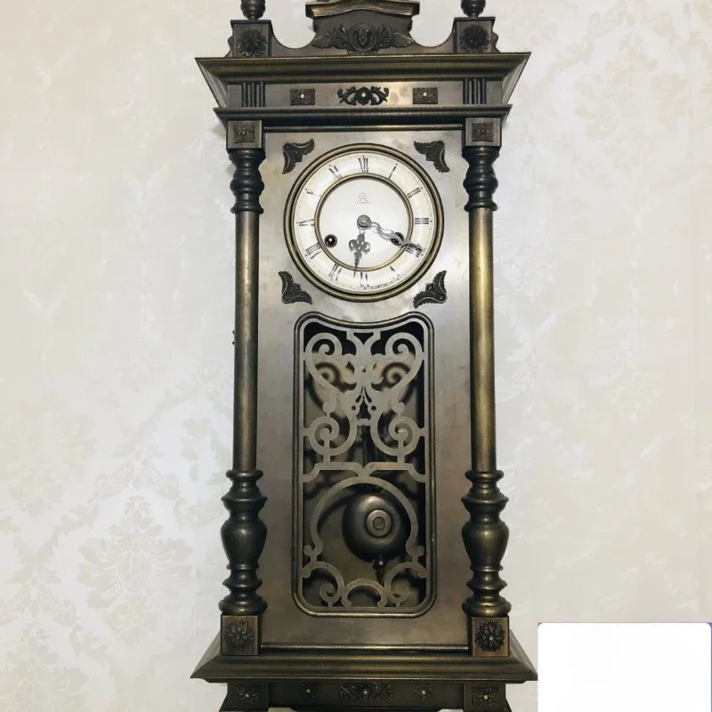 Wall clock mechanical all-copper material to tell the time, wall clock retro old European classical