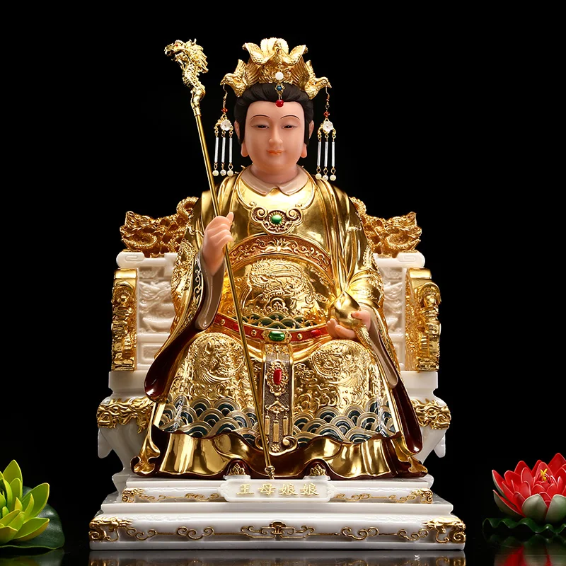 High grade gilding gold jade Royal BUDDHA figure HOME Prosperity SAFE LUCKY Omnipotent God WANG MU NIANG