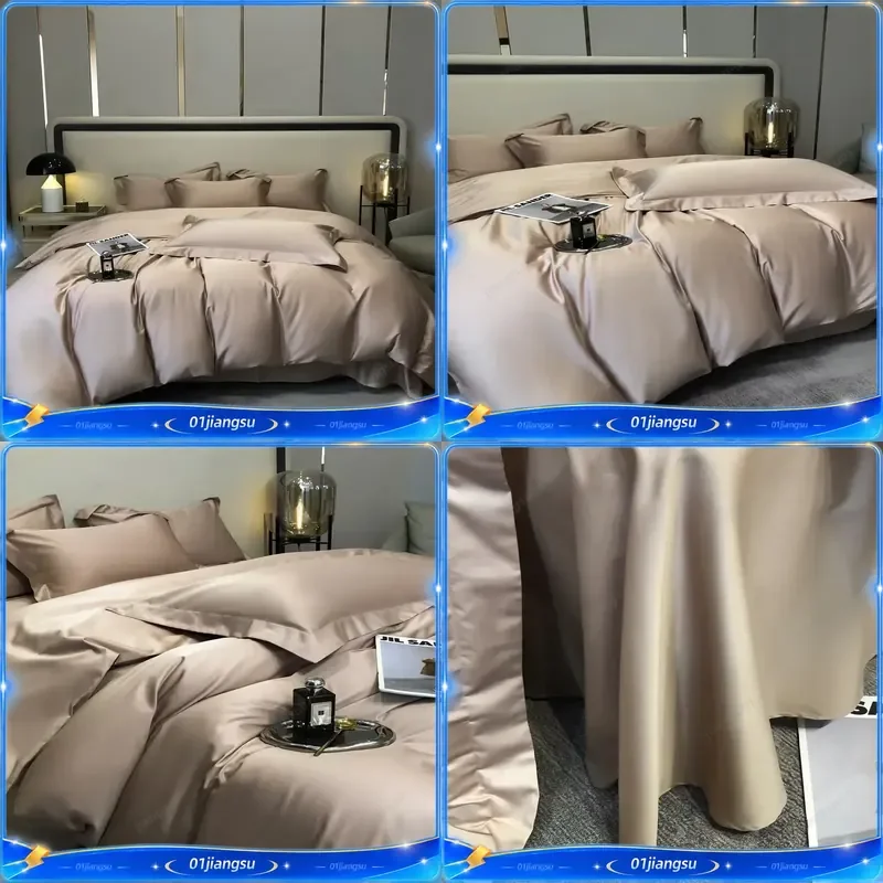 Svetanya Egyptian Cotton Bedding Set Solid Color Duvet Cover Sheet Pillowcase Luxury Hotel Quality Soft Breathable Home