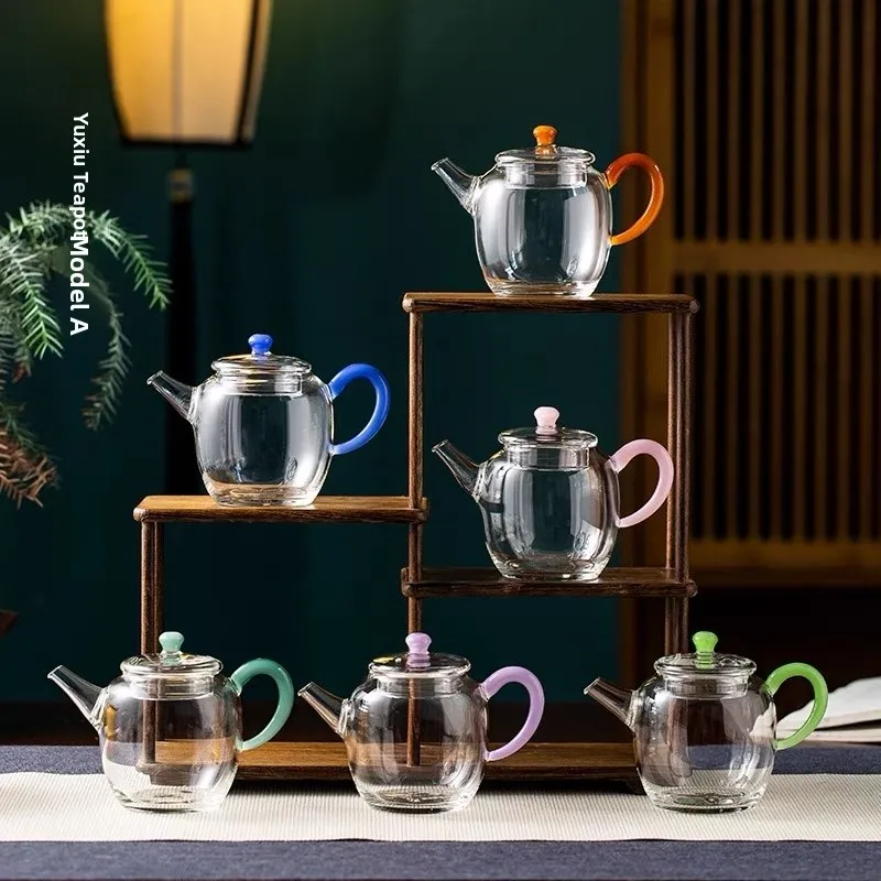 

High-End Glass Tea Pot with Filter Heat Resistant Single Person Home Use Fine Handmade Beijing Normal University History