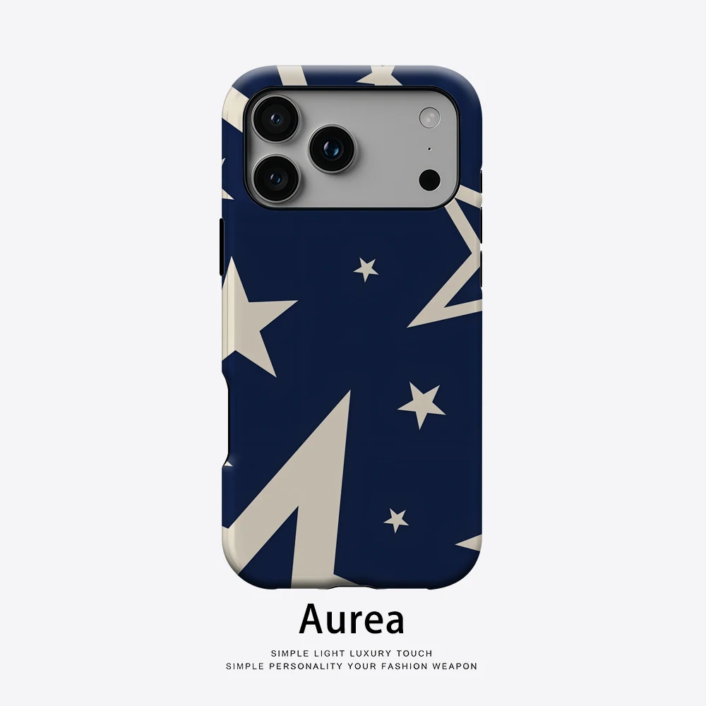 

Navy Star Phone Case for Magnetic Phone Case for IPhone 17 16 15 14 13 Pro Max Plus Single Double-layer Tough Case