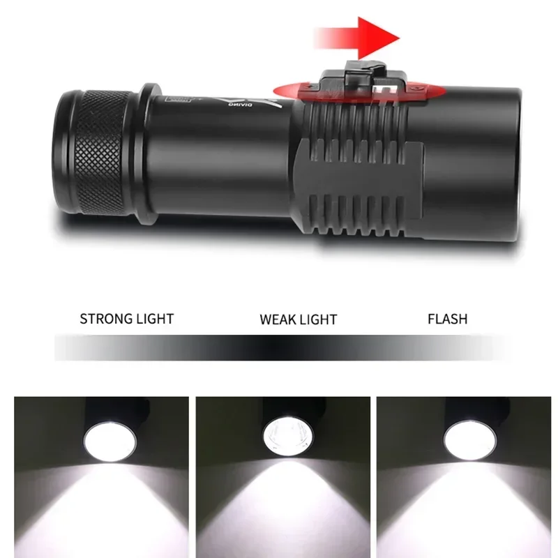 IPX8 wodoodporna Super 10000lm XHP70.2 profesjonalna latarka do nurkowania podwodna latarka nurkować 200m oświetlenie do nurkowania 26650 baterii