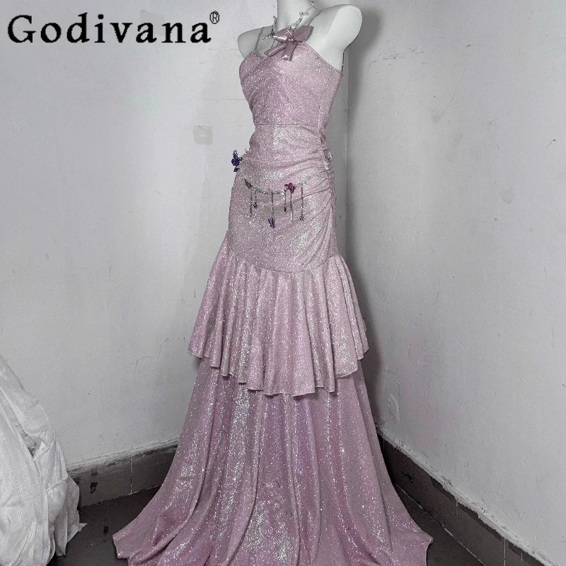 Abito rosa Sakura con paillettes originale Abito da principessa per ragazze con fata dei pesci Abito da cerimonia nuziale Lolita senza maniche da donna