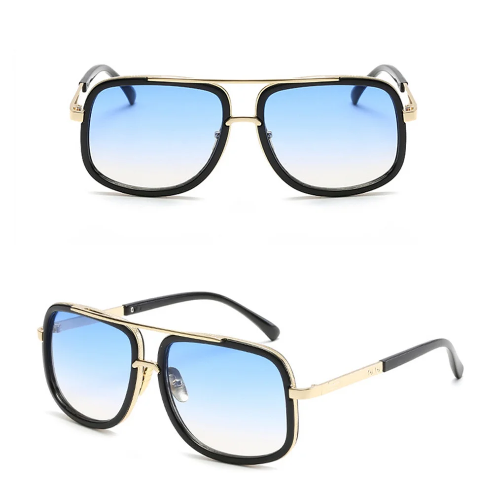 

Unisex Square Mirror Sunglasses Black Framework Black-Changing Lens Uv Protection Lightweight Vintage Flat Glasses for Men Women