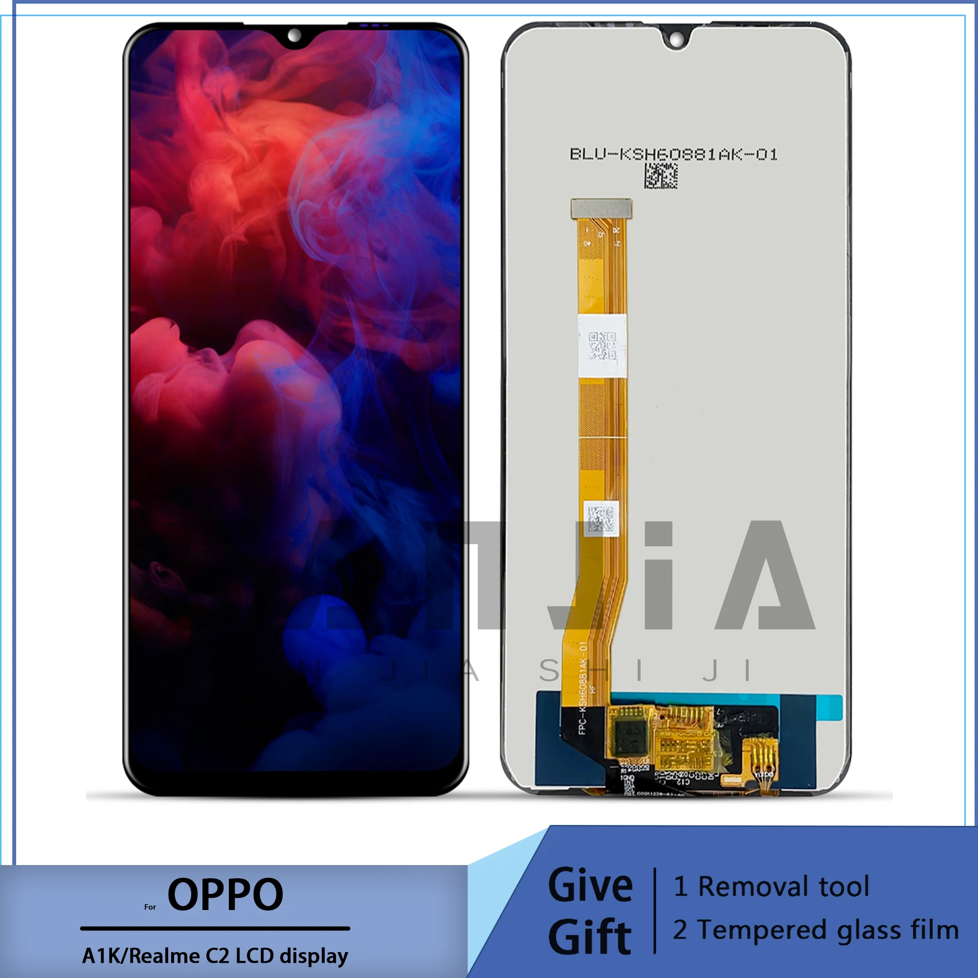 Para oppo a1k cph1923 lcd screen display toque digitador assembléia para 6.1 polegada oppo realme c2 rmx1941 com quadro substitu