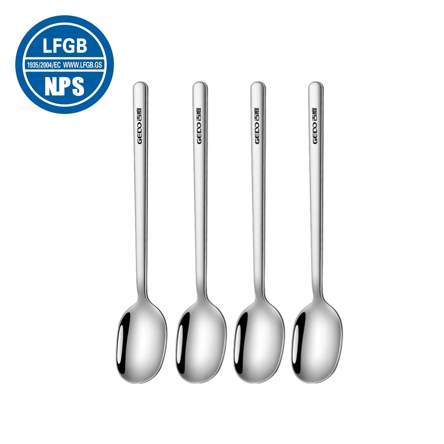 4 Pcs of Ultra Thick 304 Stainless Steel Kitchen Spoons LFGB Certification Well Polished Reflective Drinking Ladle Cake Spoon