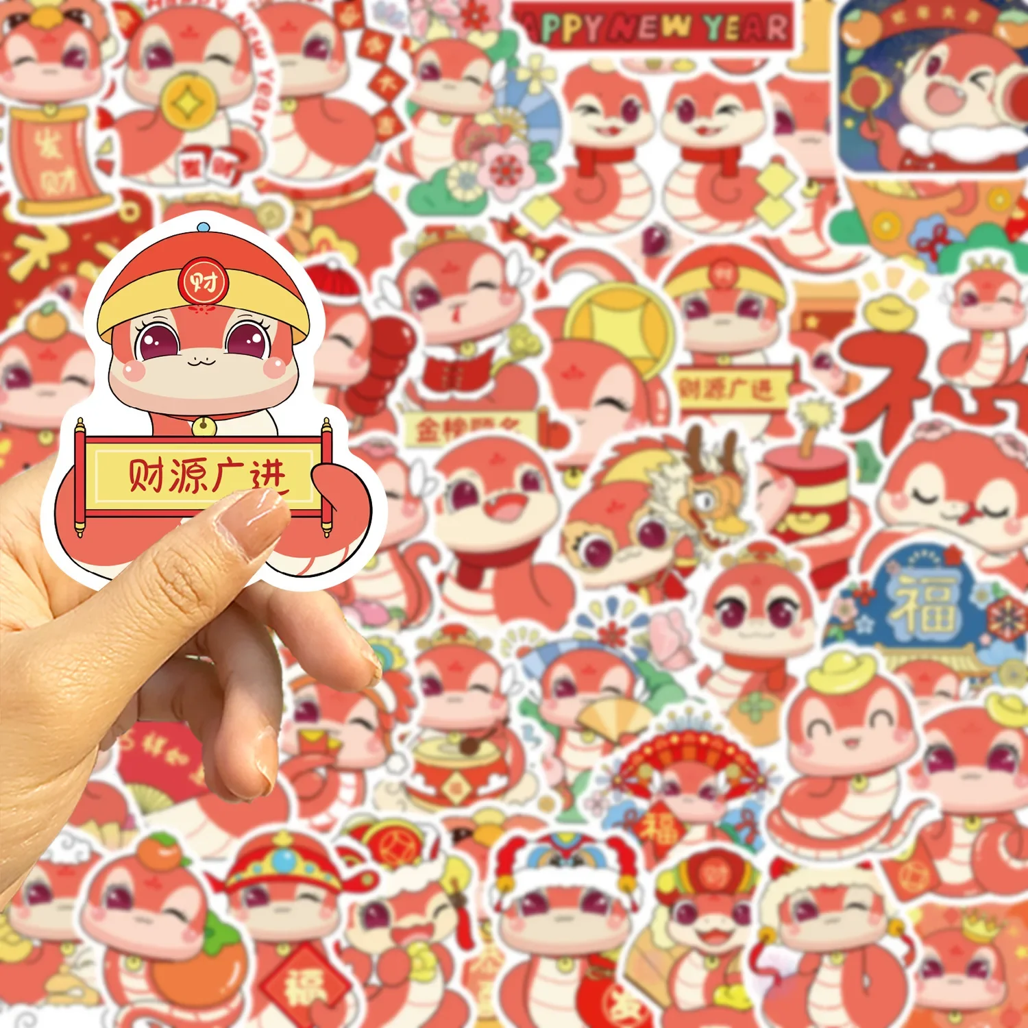 Autocollant graffiti serpent dessin animé 2025, 50 pièces, nouvel an, décoration coréenne esthétique pour enfants, papeterie Scrapbooking, fournitures scolaires