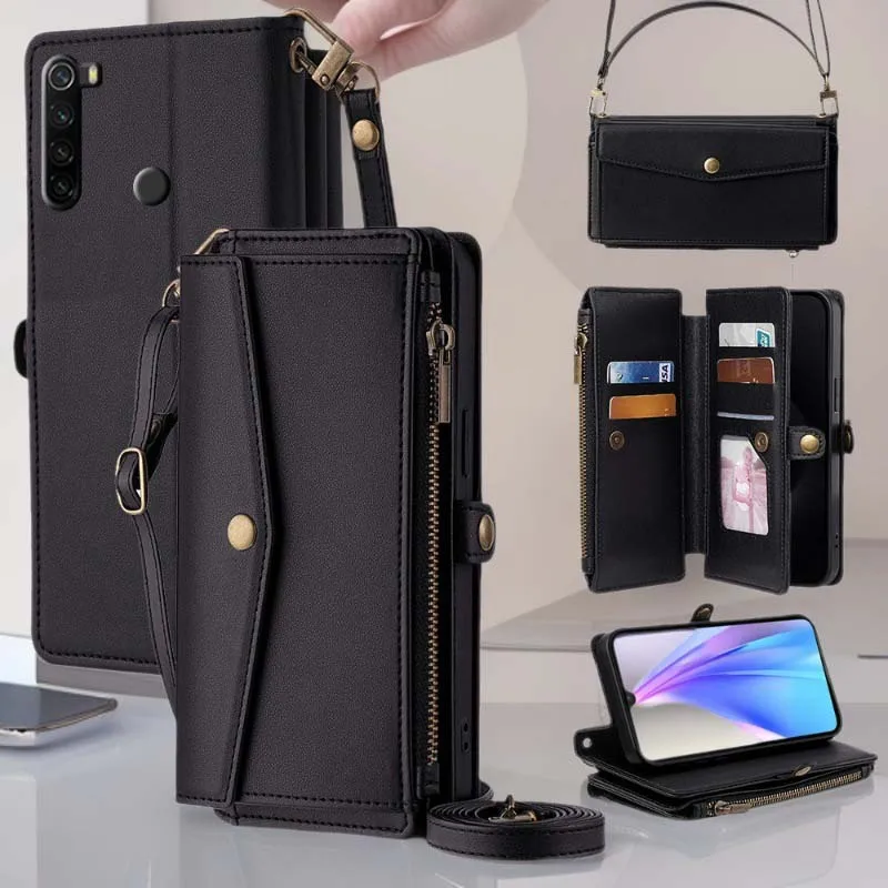 

for Xiaomi 17 Pro Max Wallet Bag Foldable Stand Multi-pocket Strap Zip Pouch Artificial Leather Flip Handbag Carry Case Bumper
