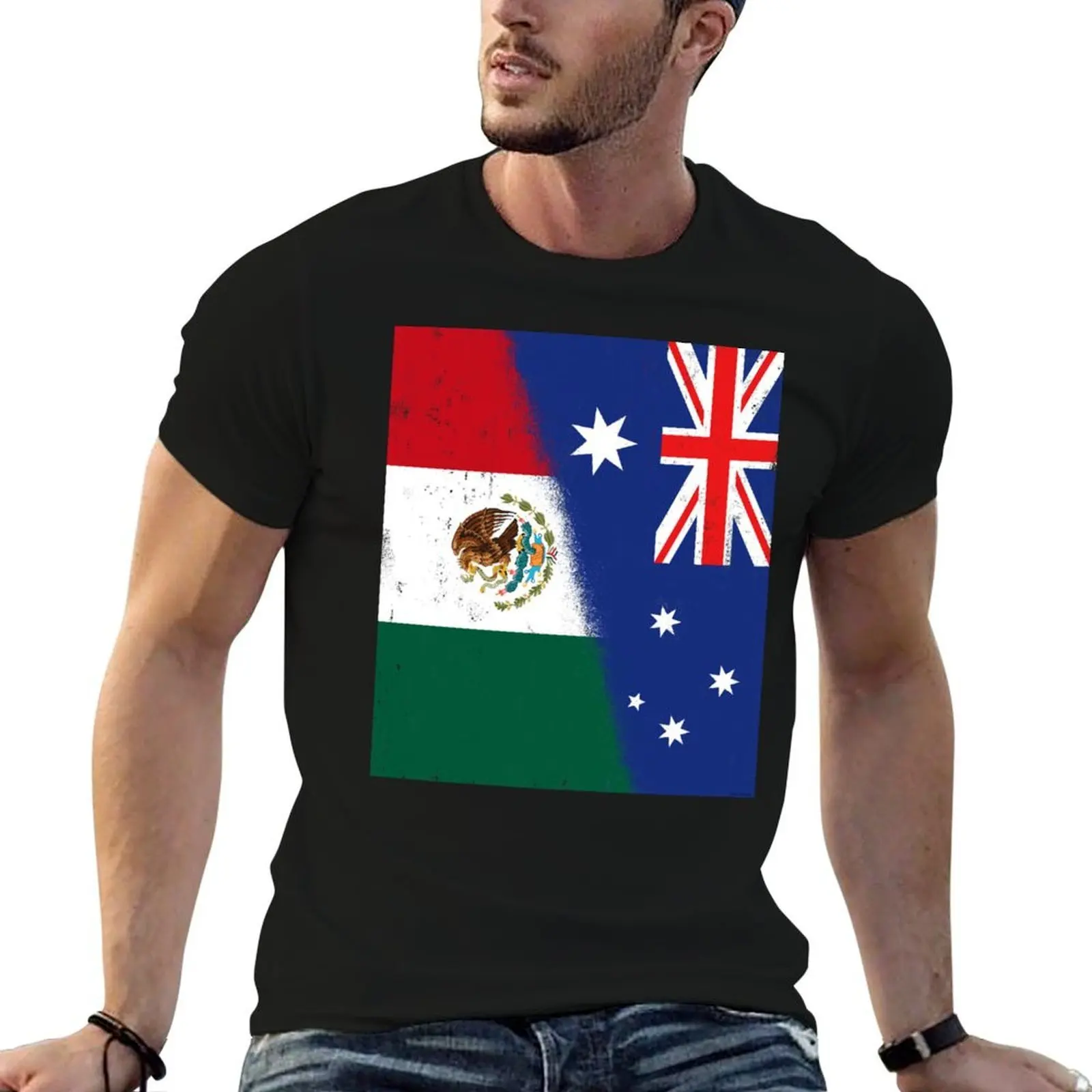 

Australia and Mexico Mix, Mexican and Australian Flags, Banderas de Mejico & Australia T-Shirt t shirt man cotton T-Shirt