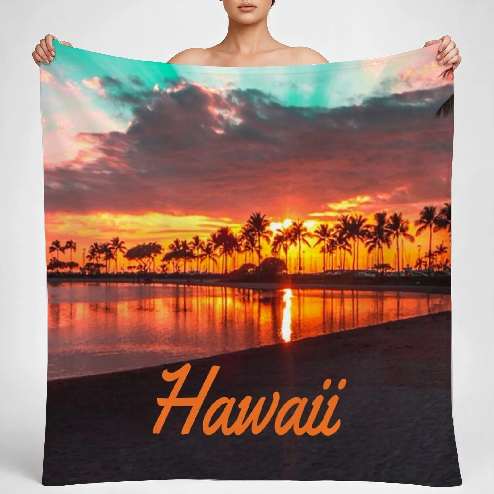 Hawaii Beach Hawaiian Islands Throw Blanket couch cozy soft plush fuzzy picnic outdoor blanket