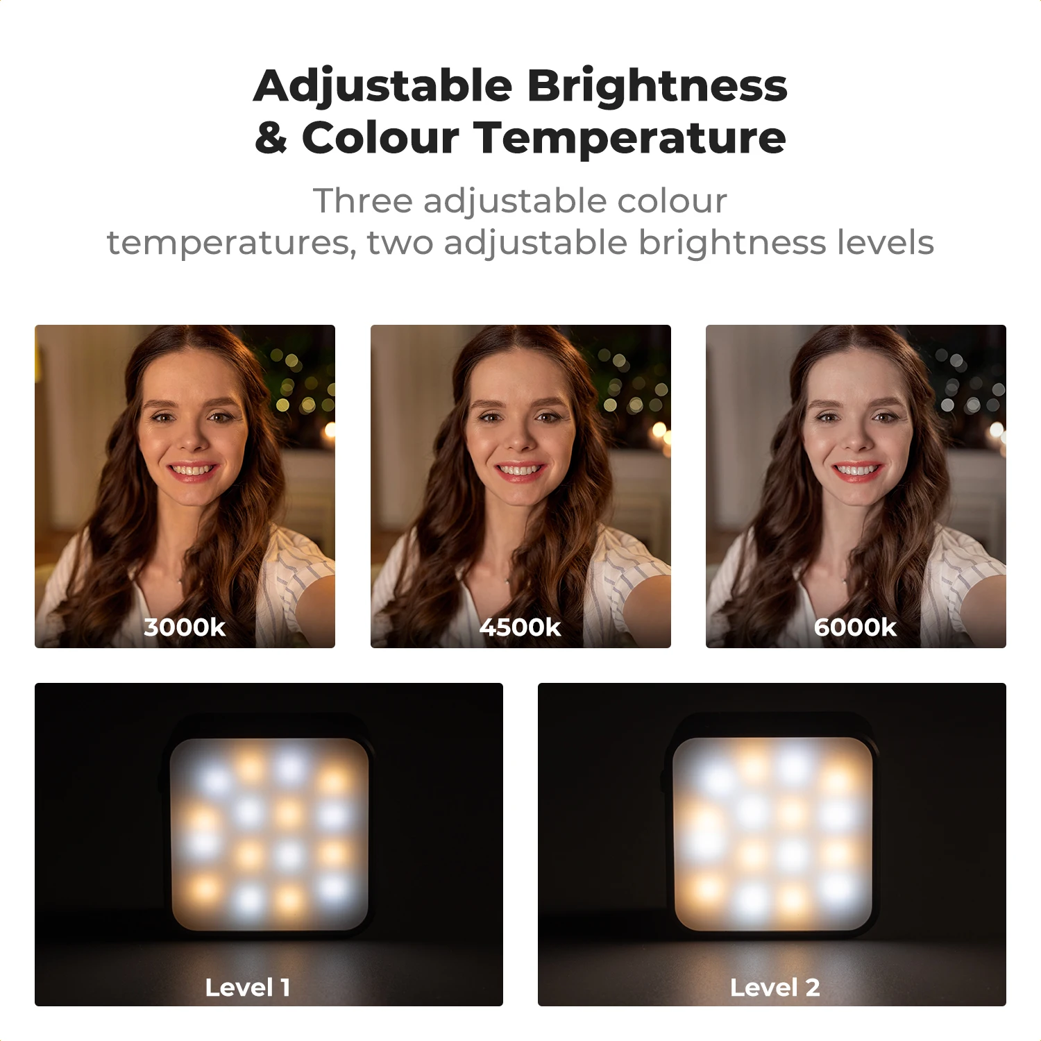 K&F مفهوم ضوء مغناطيسي صغير لجيب DJI Osmo 3 درجة حرارة اللون 3 مستويات قابلة للتعديل 3000K/4500K/6000K 2 مستوى مصباح فيديو