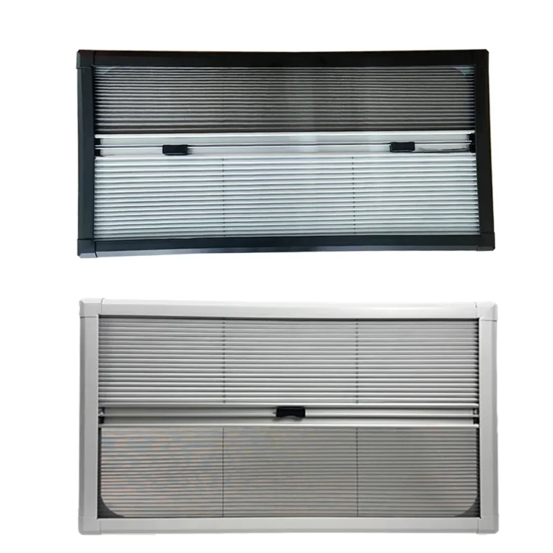 900x500mm Caravan Parts Aluminum Frame Side Window With Double Layer Acrylic Glass And Pleated Blind For Trailer Motorhome