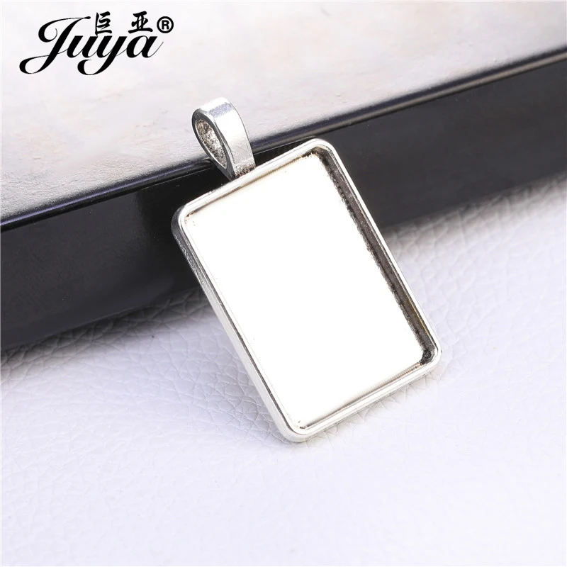 10pcs/lot 18x25mm Metal Rectangle Cabochon Base Setting 3 Colors Jewelry For Necklace Pendant DIY Making Handmade Accessories