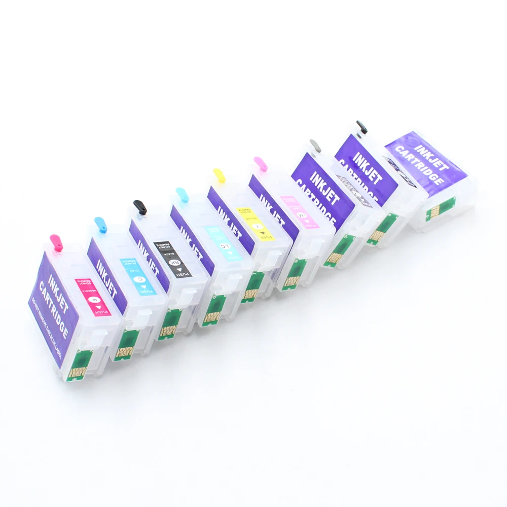 9 Colors 30ml/pc T1571- T1579 Empty Refillable Ink Cartridges For Epson Stylus Photo R3000 Printer With Auto Reset Chips