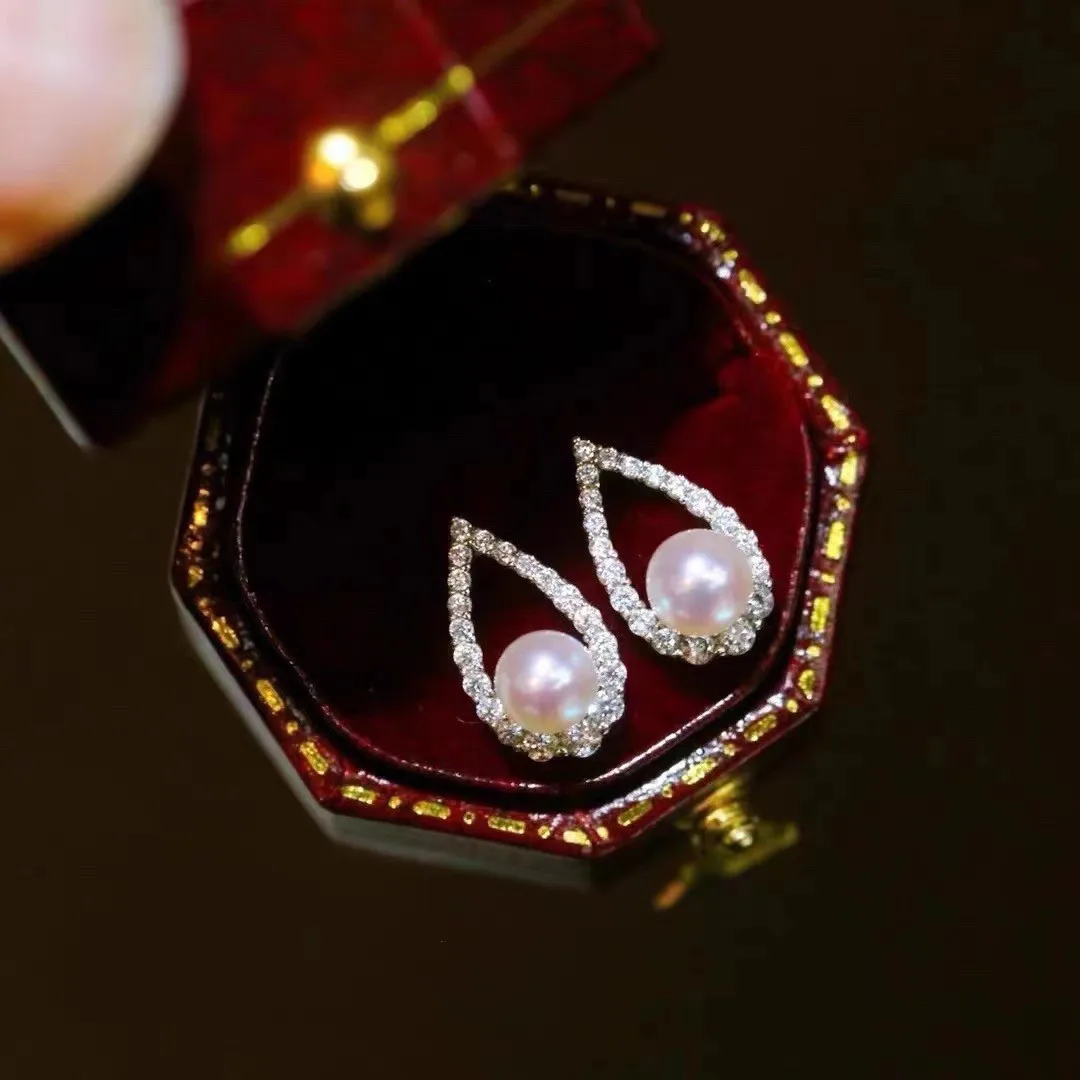 

High Quality Fashion Water Droplet Natural Freshwater Pearl 14K Gold Filled Lady Stud Earrings Wedding Jewellery Gift