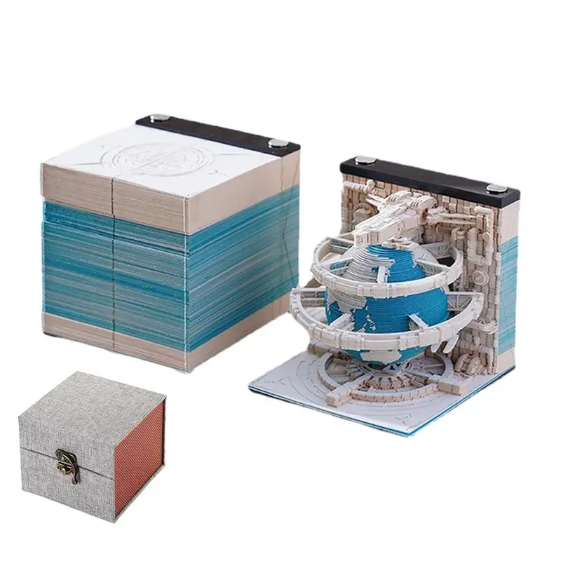 

3D Desk Calendar 2024 Sticky Notes Memo Pad Calendar Desk Decor Table Ornaments 3D Calendar DIY Note Sculpture Paper Art Birthda