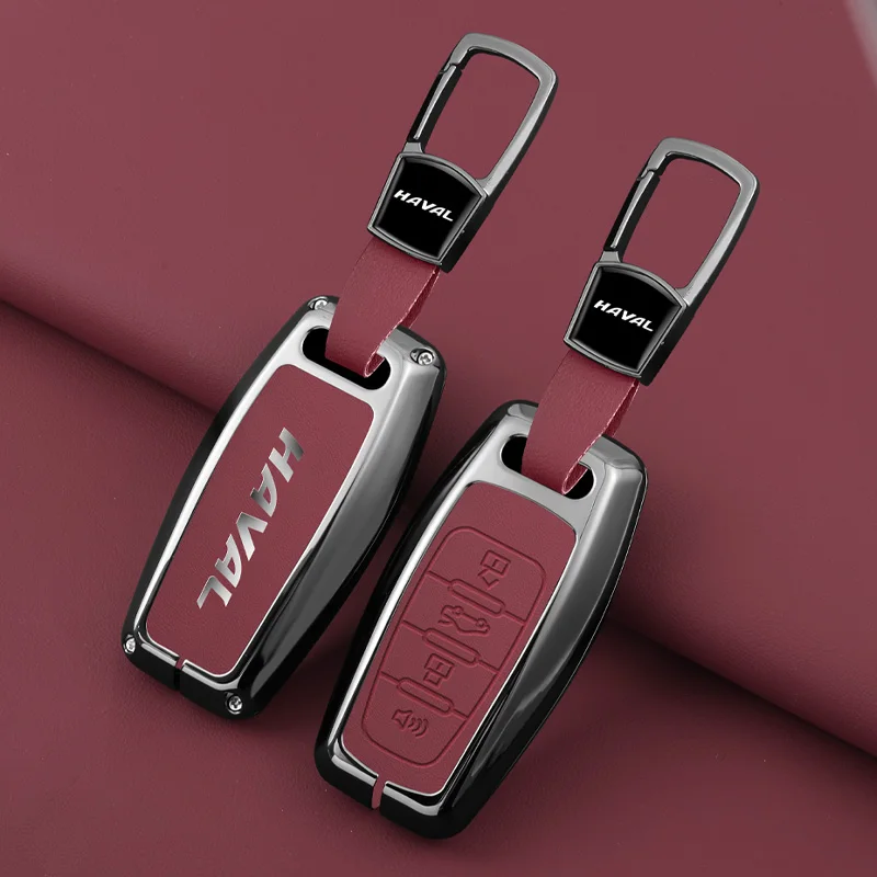 Zinc Alloy Leather Car Smart Remote Control Key Case Cover For Haval H6 Jolion H2 H2s H1 2022 2023 H5 M4 H9 F7 2023 Accessorie
