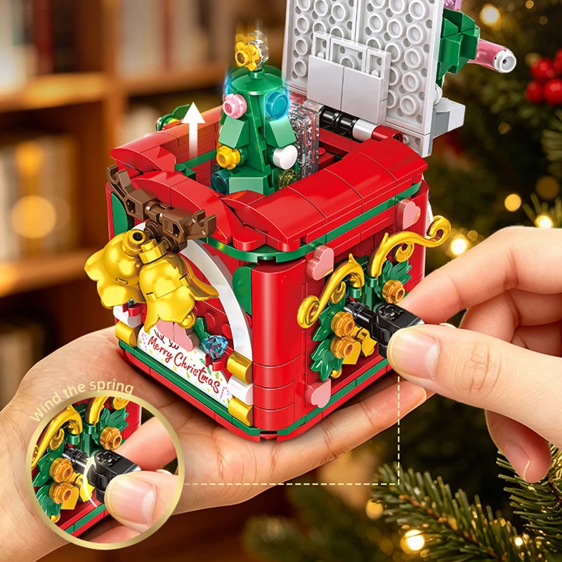 Creativity Winter Village Christmas Tree Snowhouse Surprise Gift Box Building Blocks Bricks Model Assembly Toys Christmas Gifts