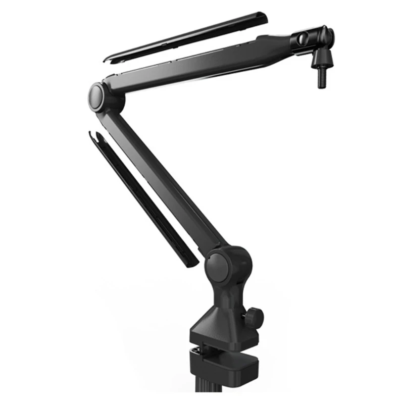 Universal Microphone Stand Adjustable Boom Arm Mic Holder Support Bracket for Live Recording Video Broadcasting Black