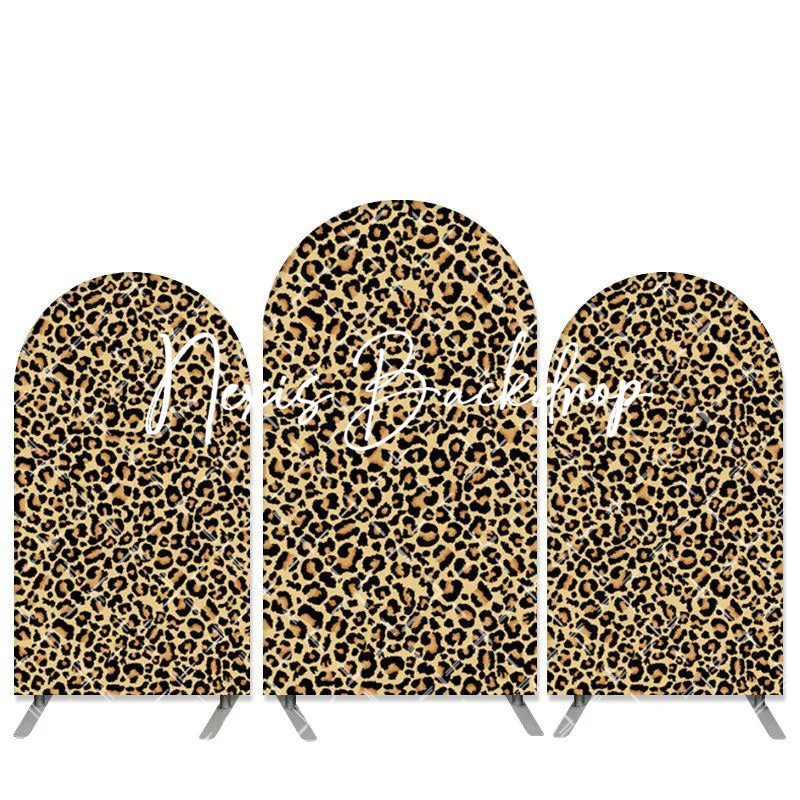 Double-Sided Leopard Print Theme Arch Backdrop for Girl's Woman's Birthday Event Party Photography Background Girl Banner