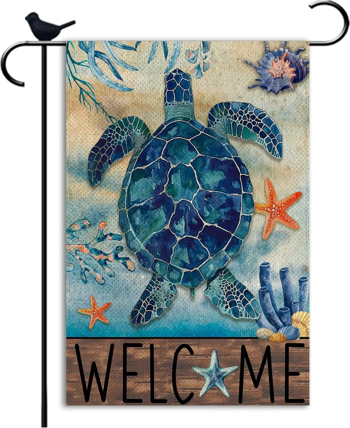 Summer Beach Sea Turtle Garden Flag Welcome Ocean Small Garden Flags double sided Seasonal Burlap Garden Farmhouse Decor 12. kkz