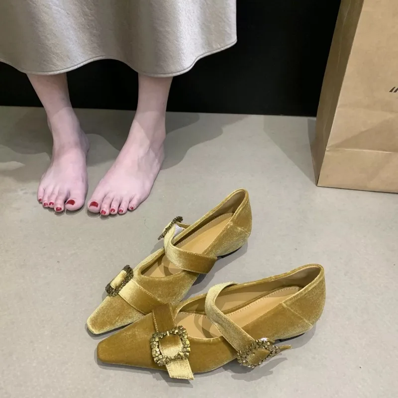 Retro Women Pointed Toe Shoes Designer Sexy low heel Elegant Shoe 2026New Suede Luxury Fashion Internal increase Mary Jane shoes