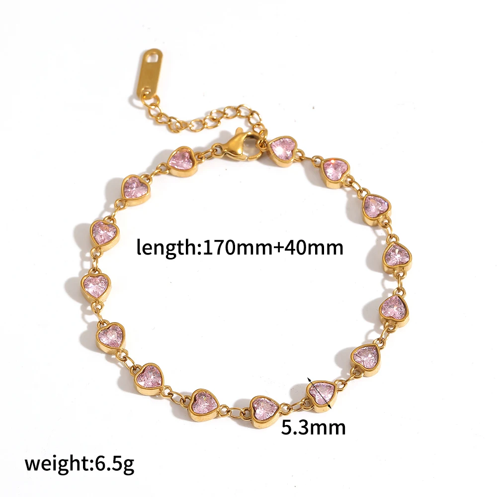 Zierliches Armband aus Edelstahl mit glänzendem Zirkon, 18K vergoldet, wasserdichter Schmuck, Geschenk für Frauen – Detail 20