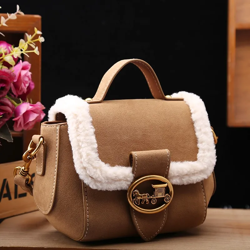 

Brand women's bag high-end designer small square bag 2024 new autumn and winter plush handbag single shoulder crossbody bag