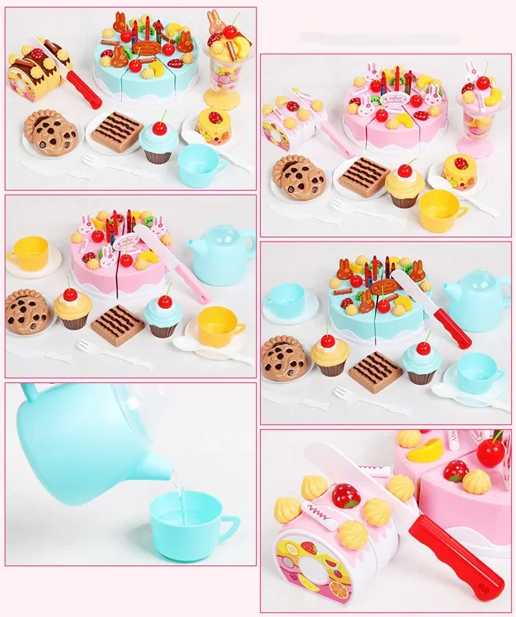 75pcs/set High Quality Can Cut the Birthday cake Dessert biscuit ice cream Candle Play house Interactive Toy baby best gift