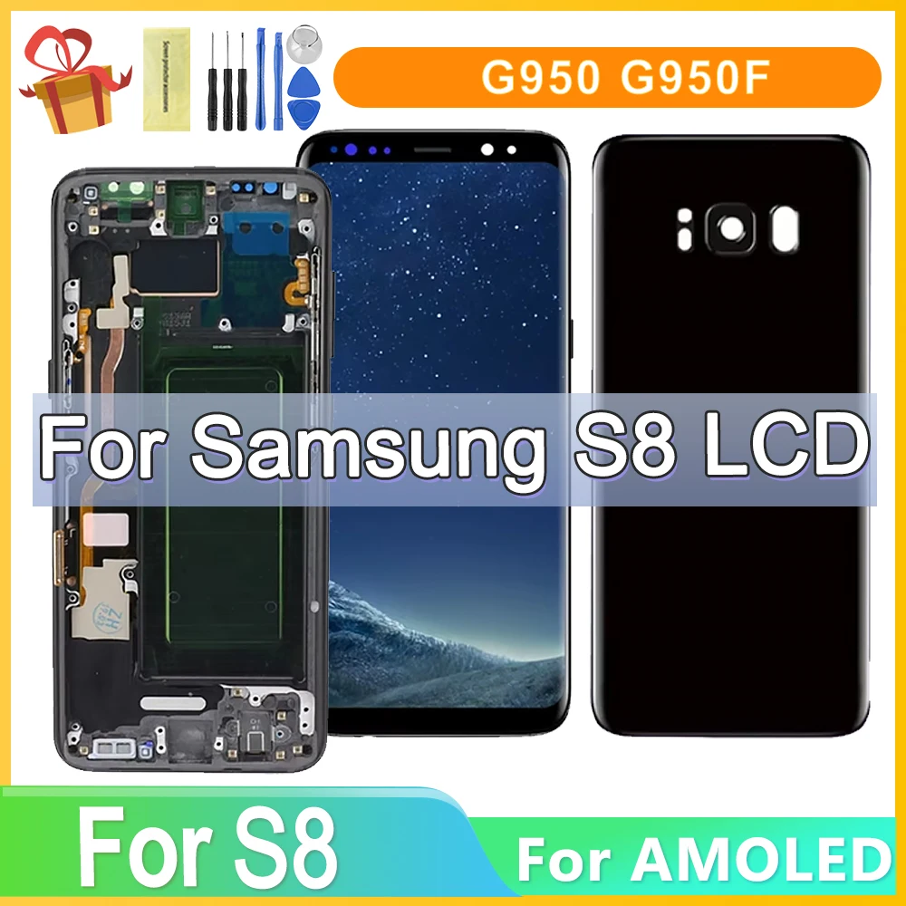 

AMOLED LCD For SAMSUNG Galaxy S8 LCD S8 G950 G950F LCD Display and Touch Screen With Frame Digitizer Assembly